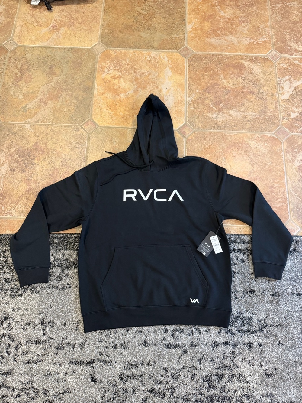 RVCA Black Hoodie with White Logo